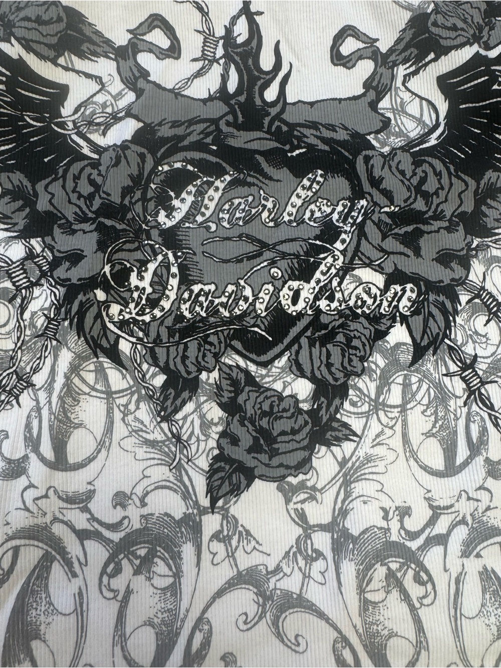 Harley-Davidson Black & white Winged Heart Graphic Tee